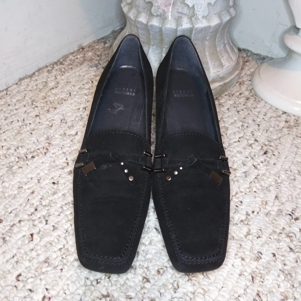 Vintage 90's/Y2k Stuart Weitzman Black Suede Pumps - Picture 2 of 11